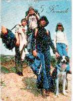 Postkarte (F&uuml;nf Freunde auf gro&szlig;er Fahrt)