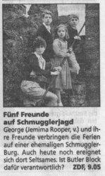 F�nf Freunde aufSchmugglerjagd (1): George (Jemima Rooper, v.) und ihre Freunde verbringen die Ferien auf einer ehemaligen Schmuggler-Burg. Auch heute noch ereignet sich dort Seltsames. Ist Butler Block daf�r verantwortlich?