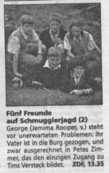 F�nf Freunde auf Schmugglerjagd (2): George (Jemima Rooper, v.) steht vor unerwarteten Problemen: Ihr Vater ist in die Burg gezogen, und zwar ausgerechnet in Petes Zimmer, das den einzigen Zugang zu Tims Versteckbildet.